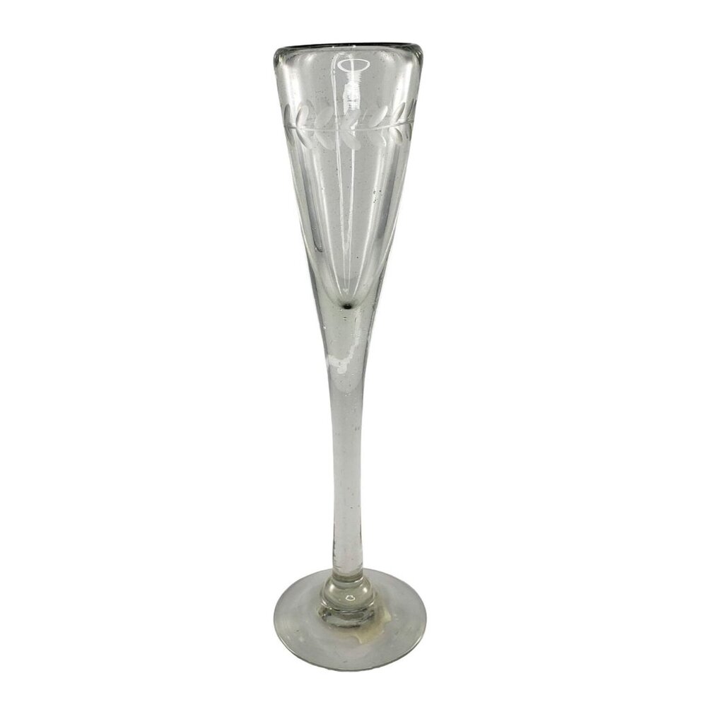 Neiman Marcus Champagne Flute Tall Glass Single Etched Bubbles